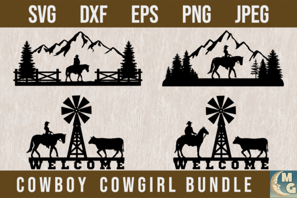 Download Cowboy &amp; Cowgirl Bundle SVG DXF PNG EPS - Premium Bundle