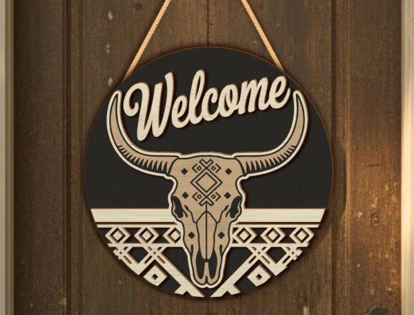 Download Western Longhorn Welcome Door Sign - Premium Bundle